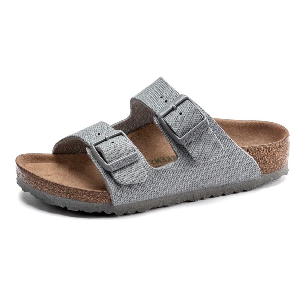 Birkenstock ARIZONA VEGAN Gray Canvas Two-Strap Sandals NWT EU46 US13 COMFORT
